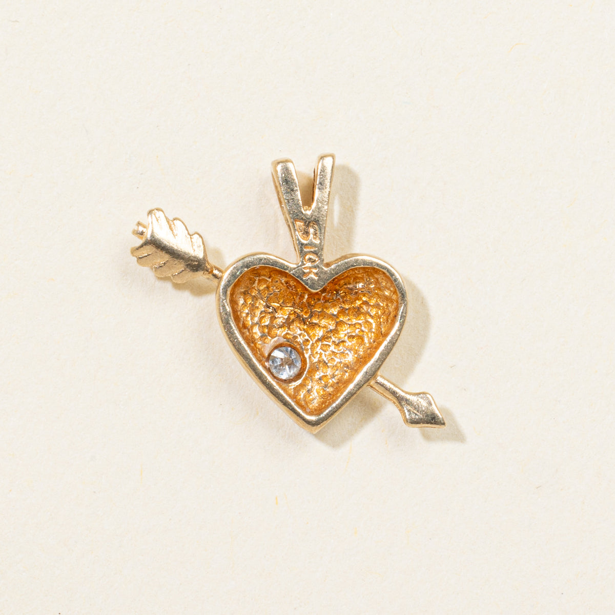 10k Diamond Puffed Heart & Arrow Pendant