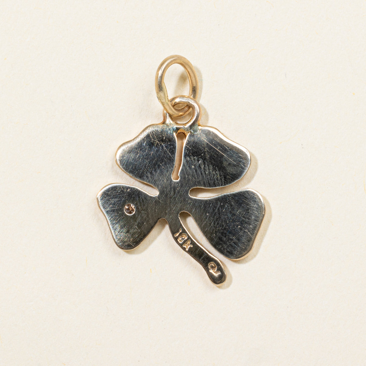 10k Star Set Diamond Four Leaf Clover Charm