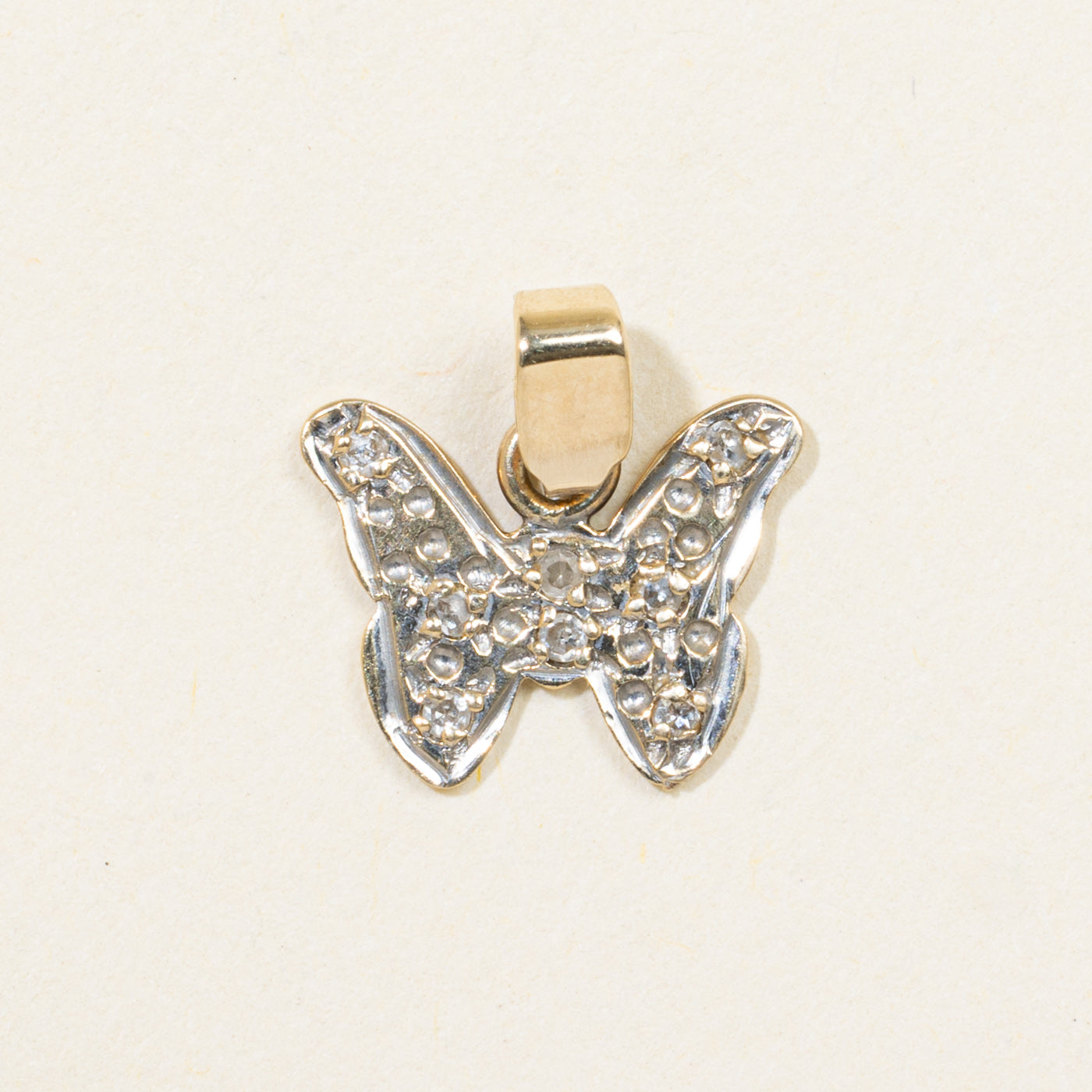10k Diamond Textured Butterfly Pendant
