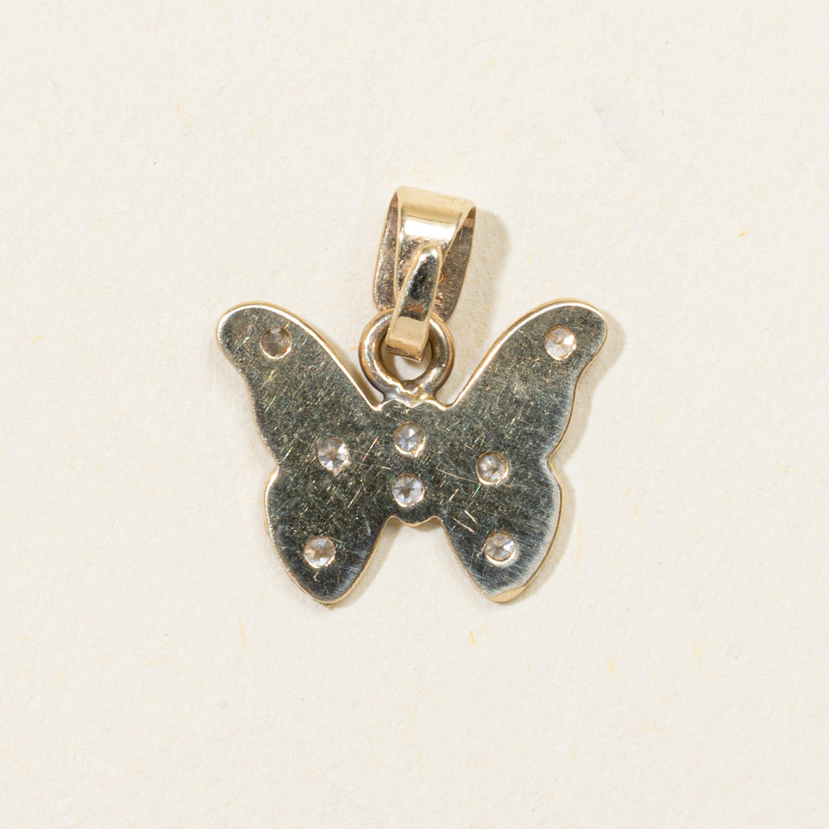 10k Diamond Textured Butterfly Pendant
