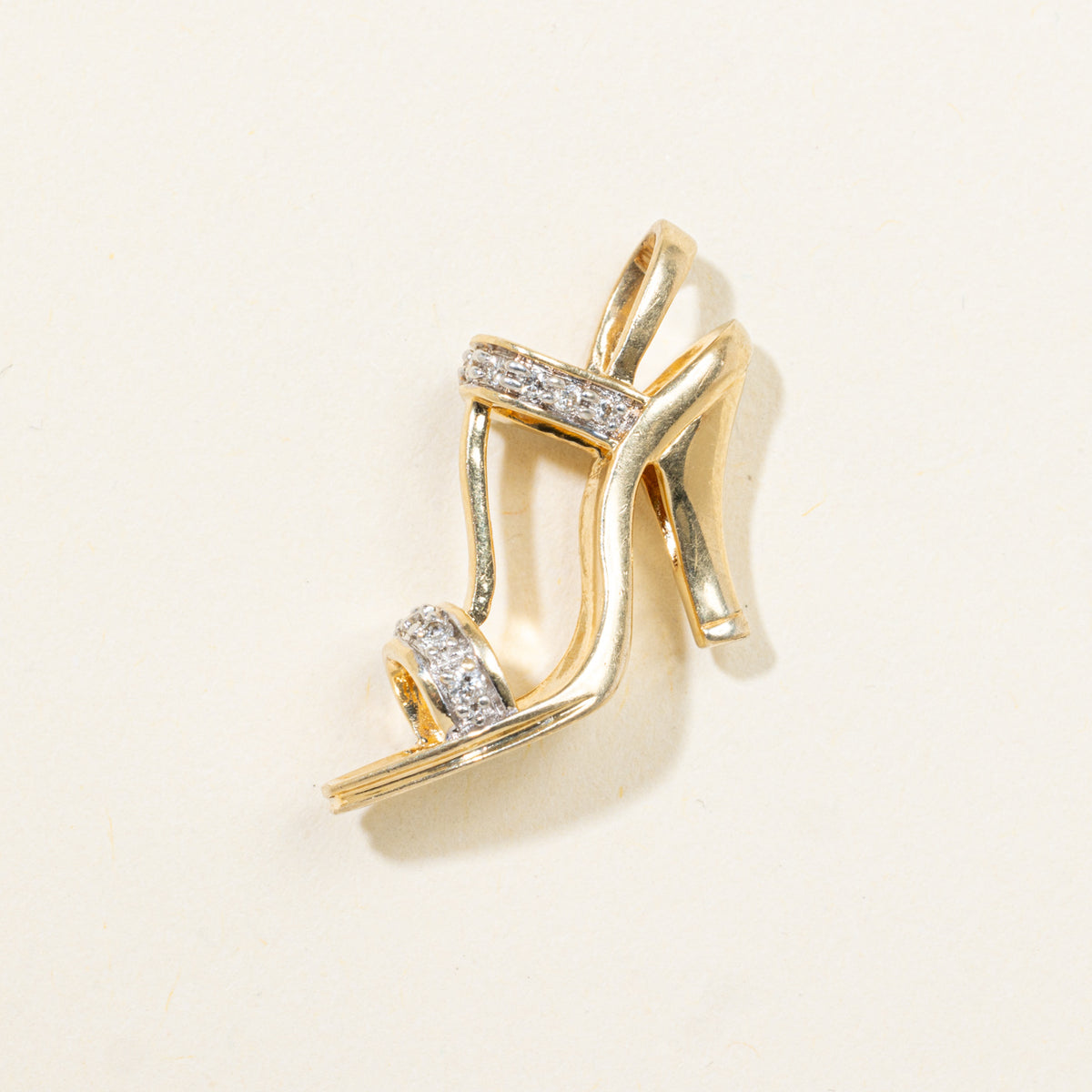 14k Accent Diamond High Heel Sandal Charm