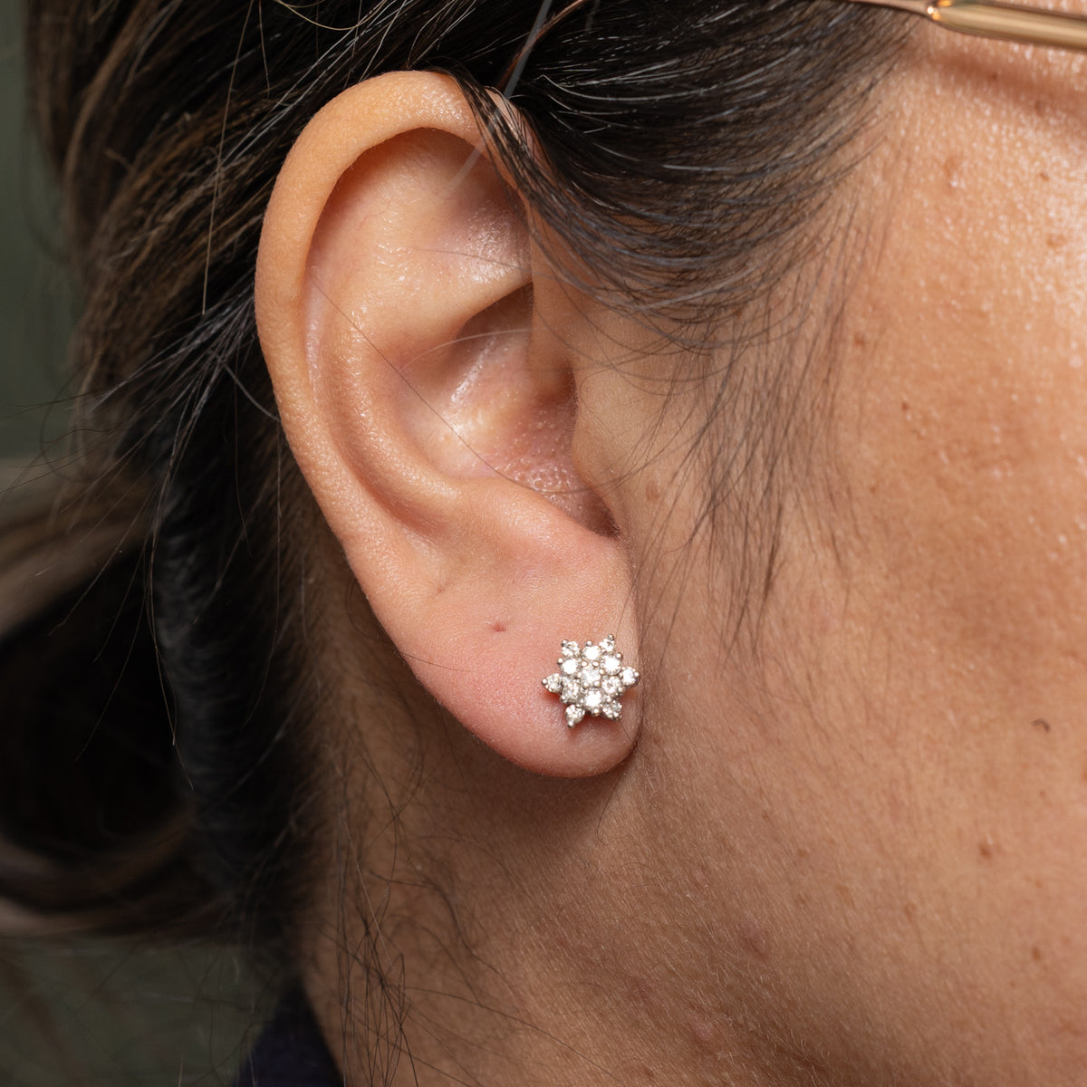 14k Diamond Snowflake Cluster Stud Earrings | 0.44ctw