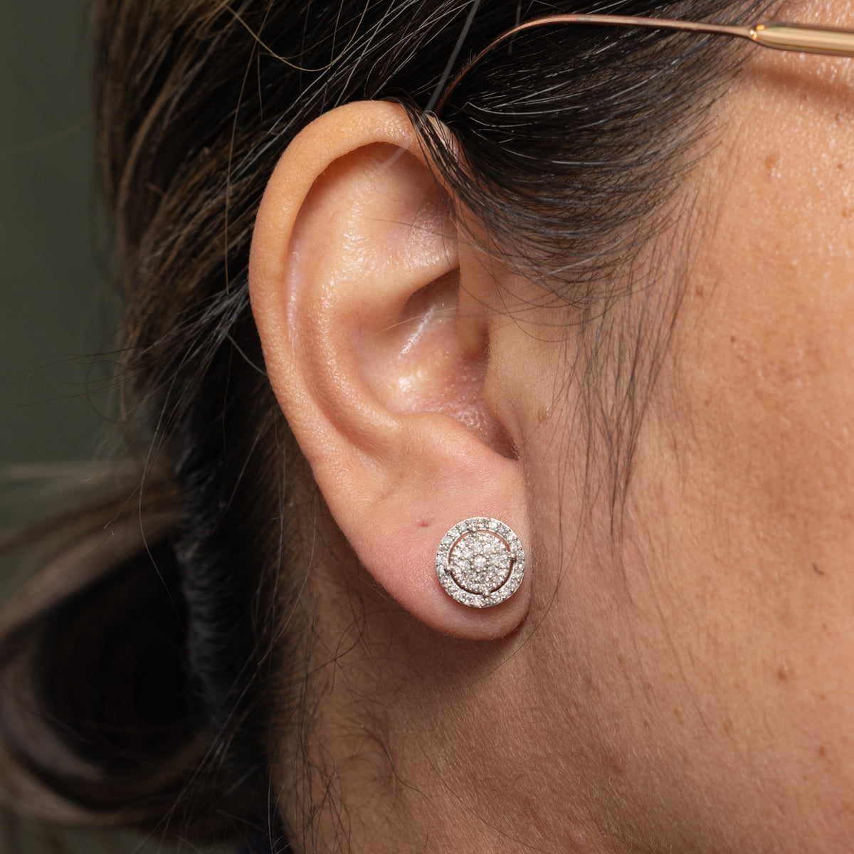 14k Pave Set Diamond Cluster Halo Stud Earrings | 0.28ctw