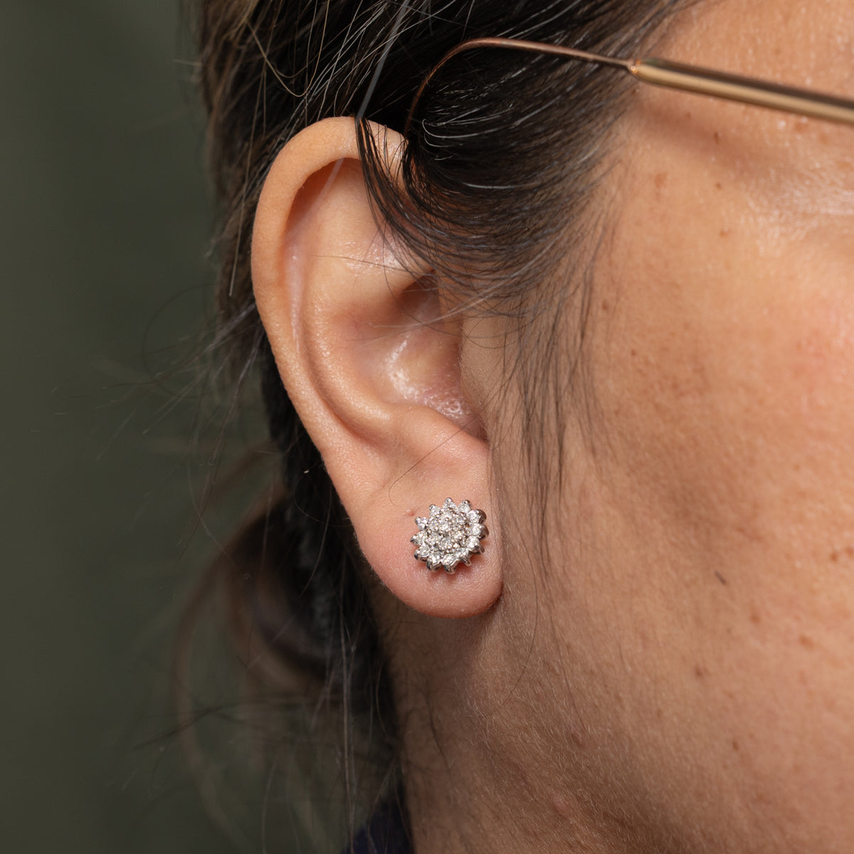 10k Diamond Cluster Floral Stud Earrings | 0.45ctw