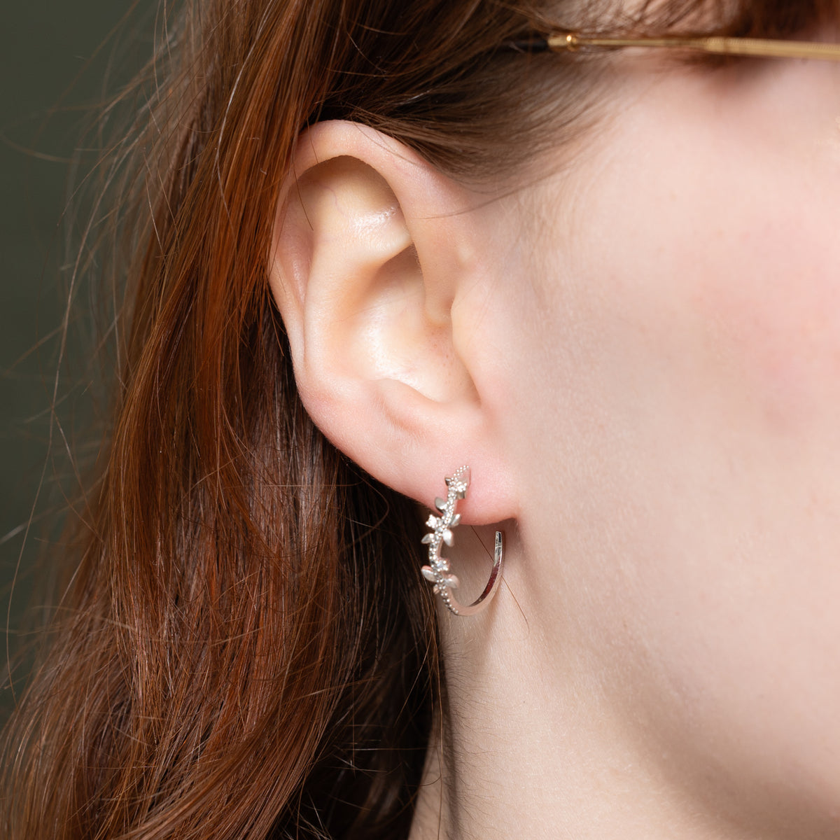 17k Diamond Floral Hoop Earrings | 0.03ctw