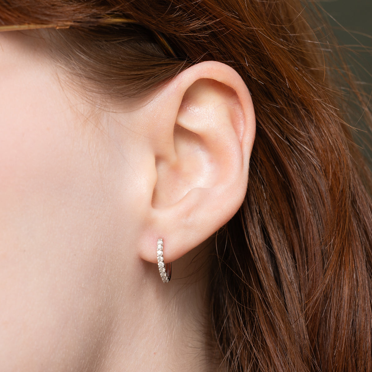 14k Semi Eternity Diamond Huggie Earrings | 12.80mm | 0.21ctw