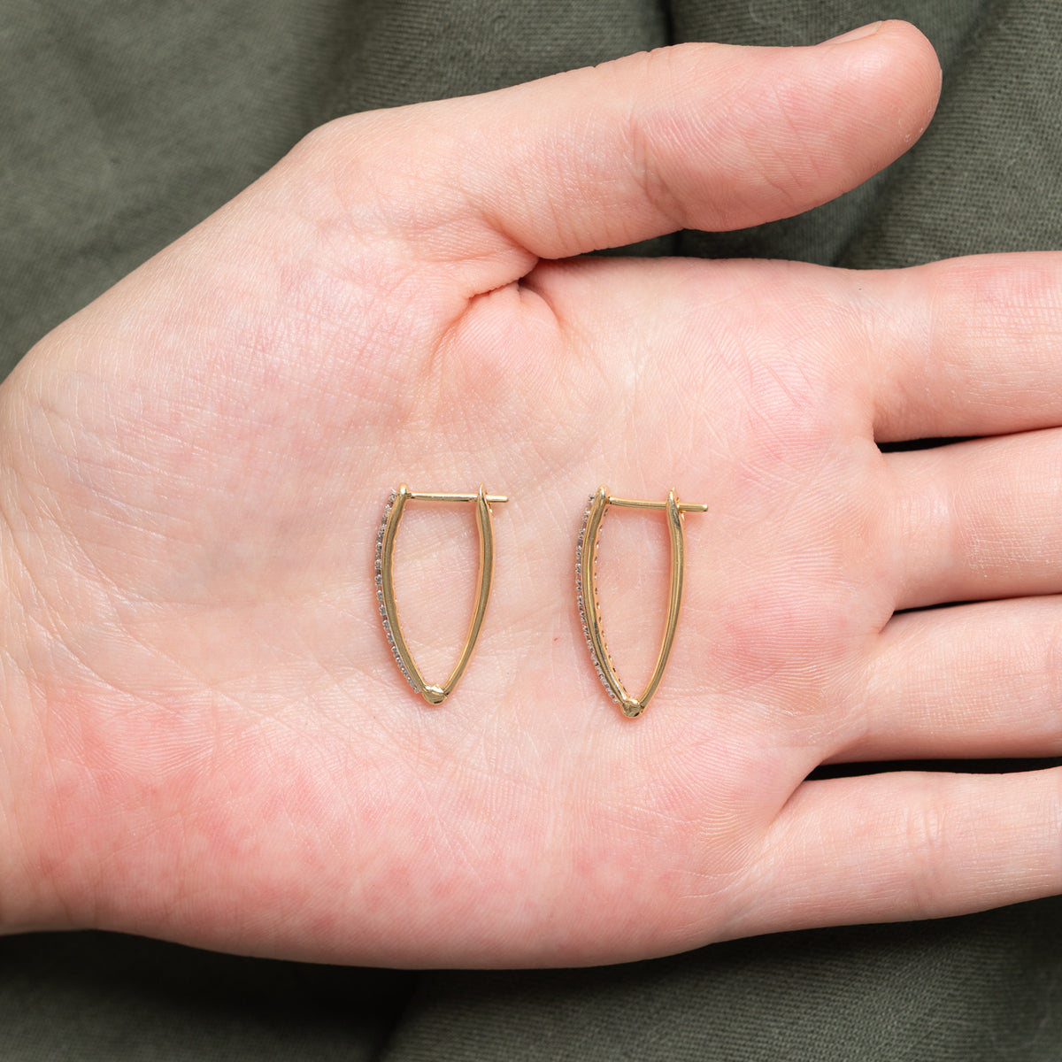 14k Semi Eternity Diamond Hoop Earrings | 24.20mm | 0.26ctw