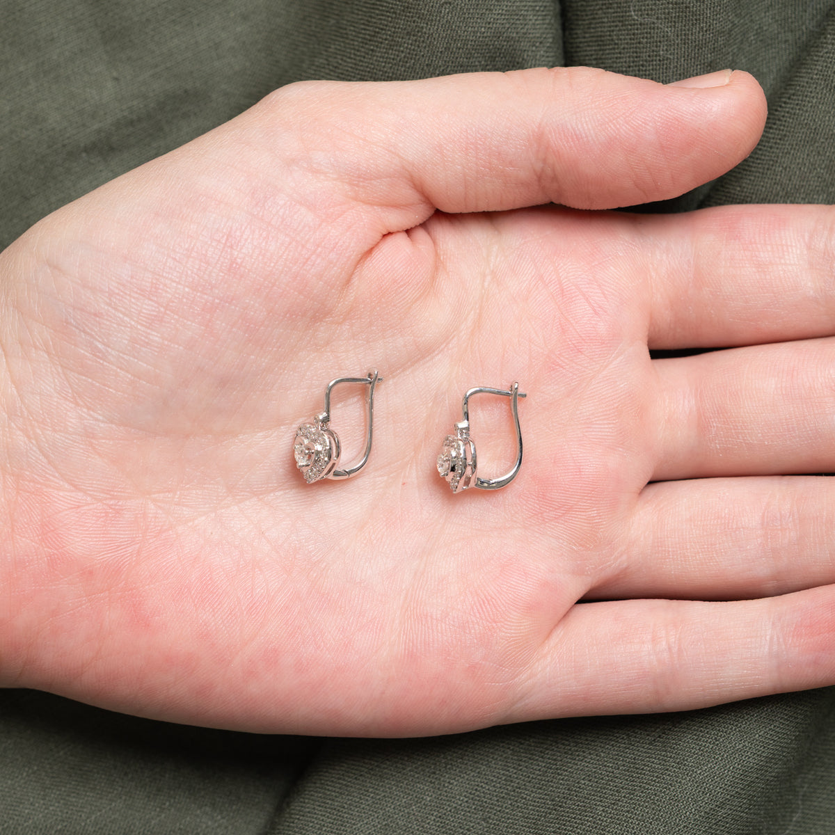 14k Bezel Set Diamond Halo Heart Drop Earrings | 0.24ctw