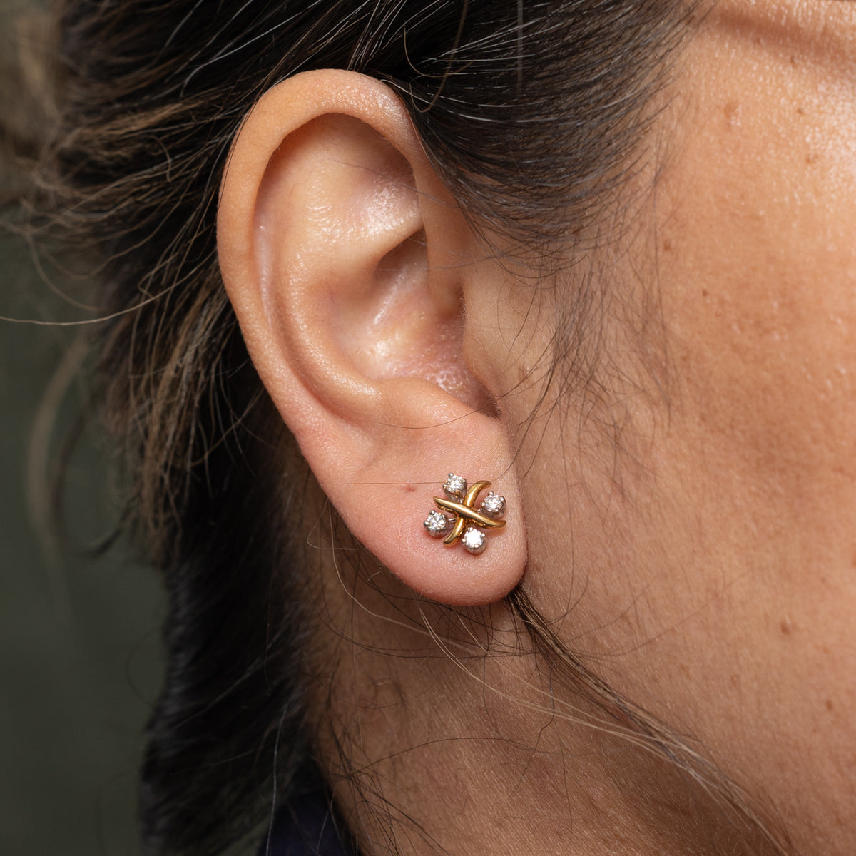 18k Diamond Grid X Studs Earrings | 0.28ctw