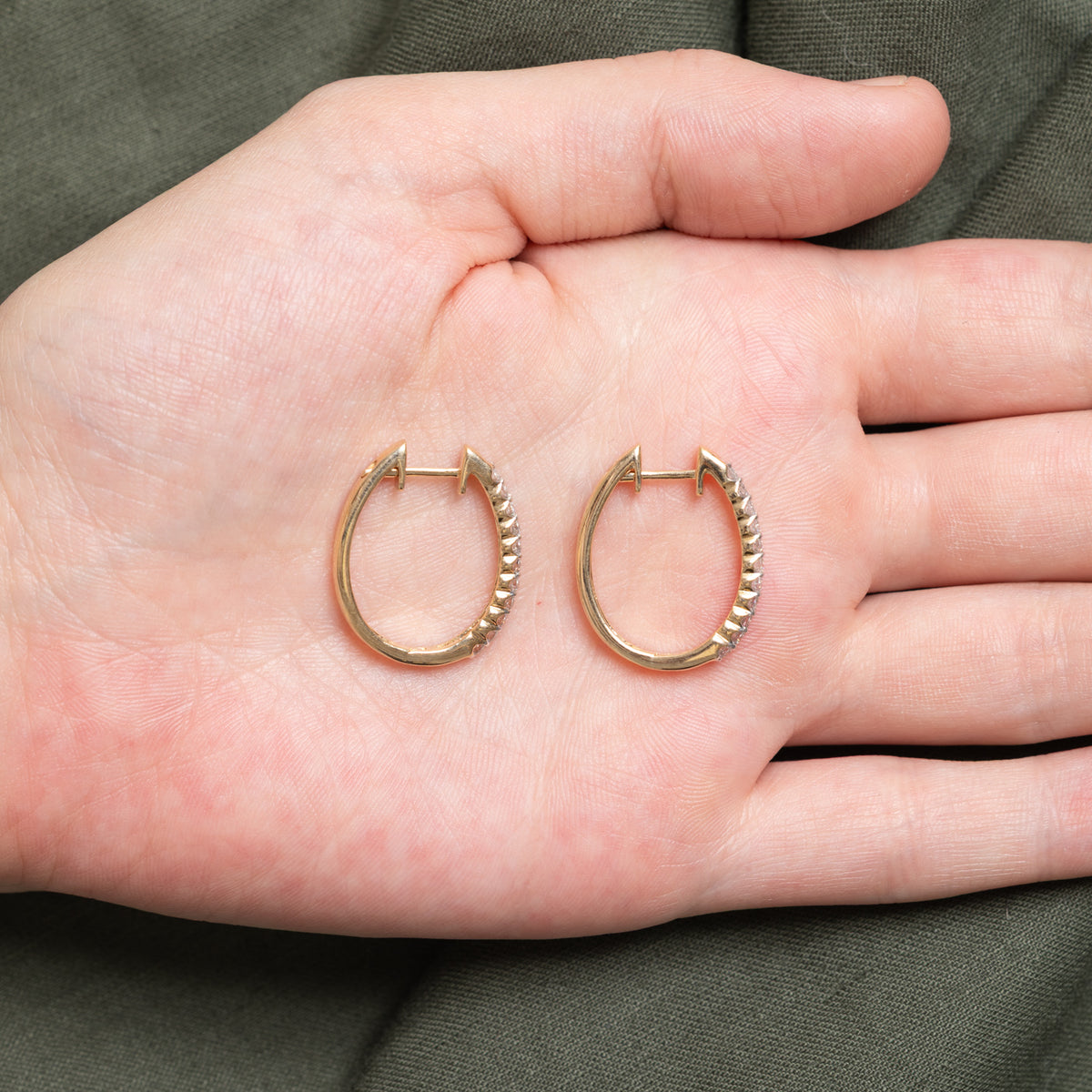 10k Pavé Set Diamond Hoop Earrings | 23.90mm | 0.44ctw