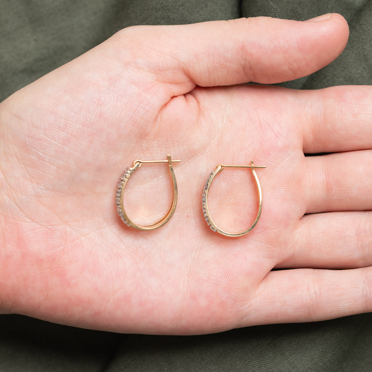 10k Double Row Diamond Hoop Earrings | 21.45mm | 0.22ctw