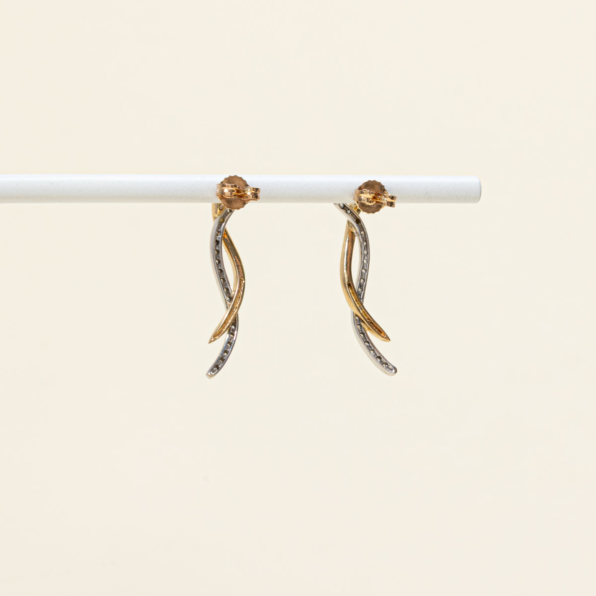 10k Two Tone Diamond Journey Drop Earrings | 0.14ctw