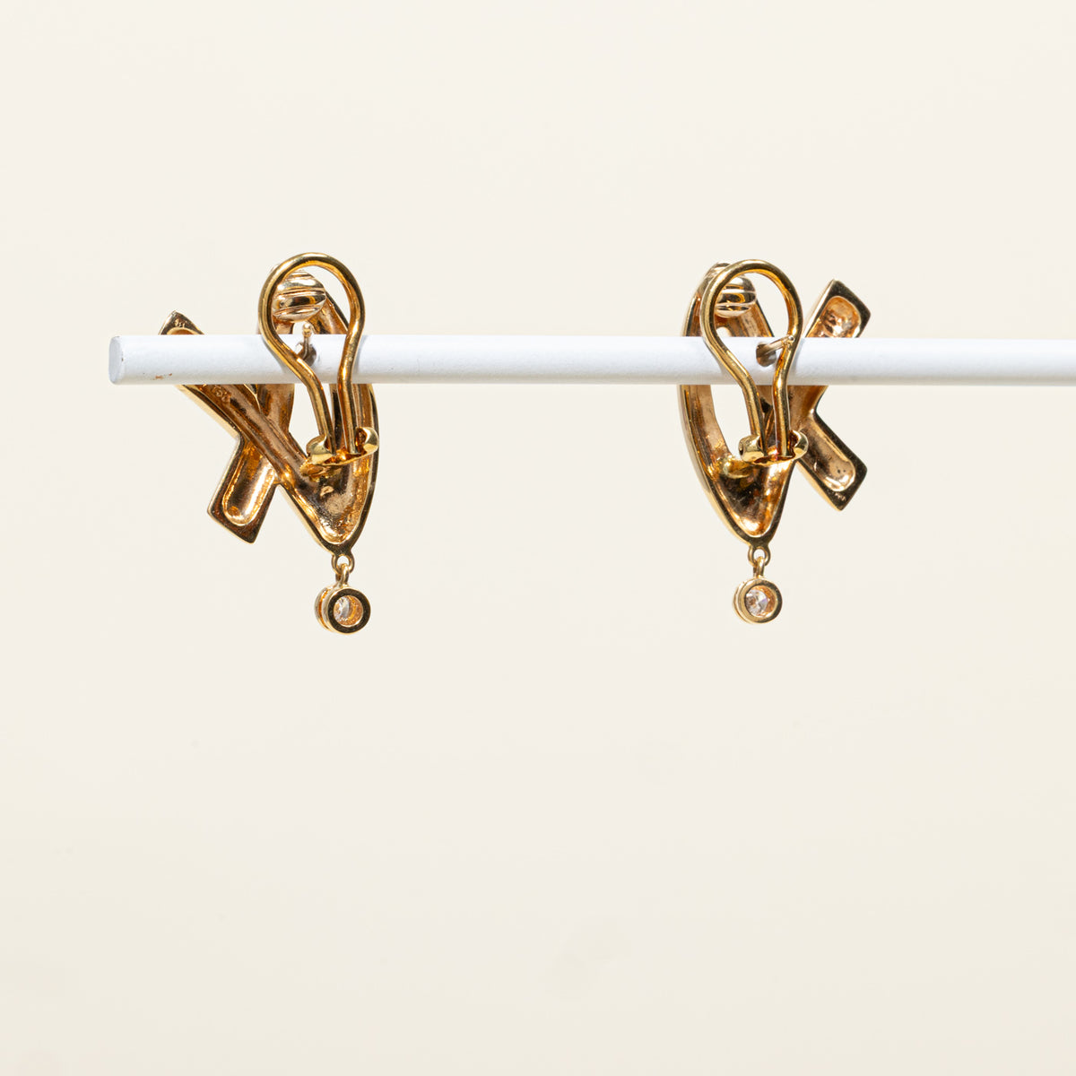 18k Diamond Abstract Cross Over Drop Earrings | 0.12ctw