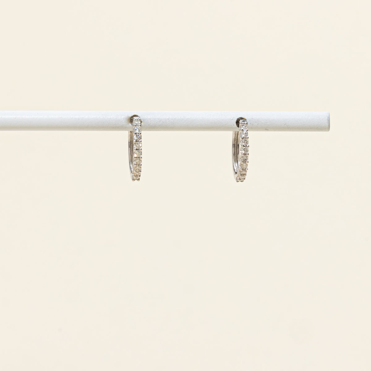 14k Semi Eternity Diamond Huggie Earrings | 12.80mm | 0.21ctw