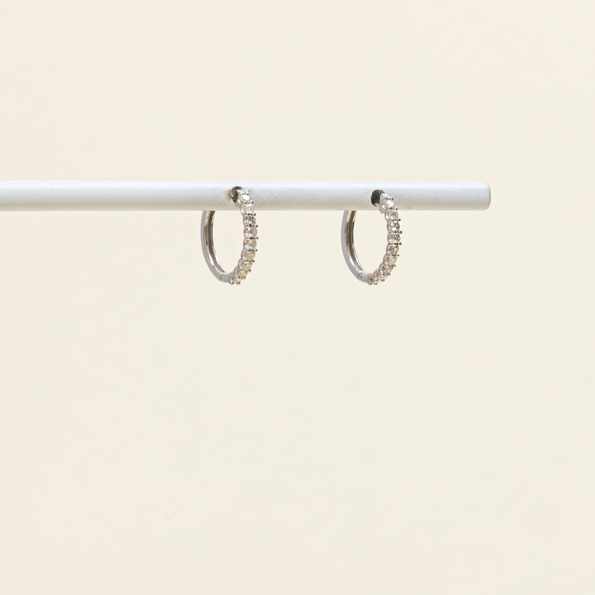 14k Semi Eternity Diamond Huggie Earrings | 12.80mm | 0.21ctw