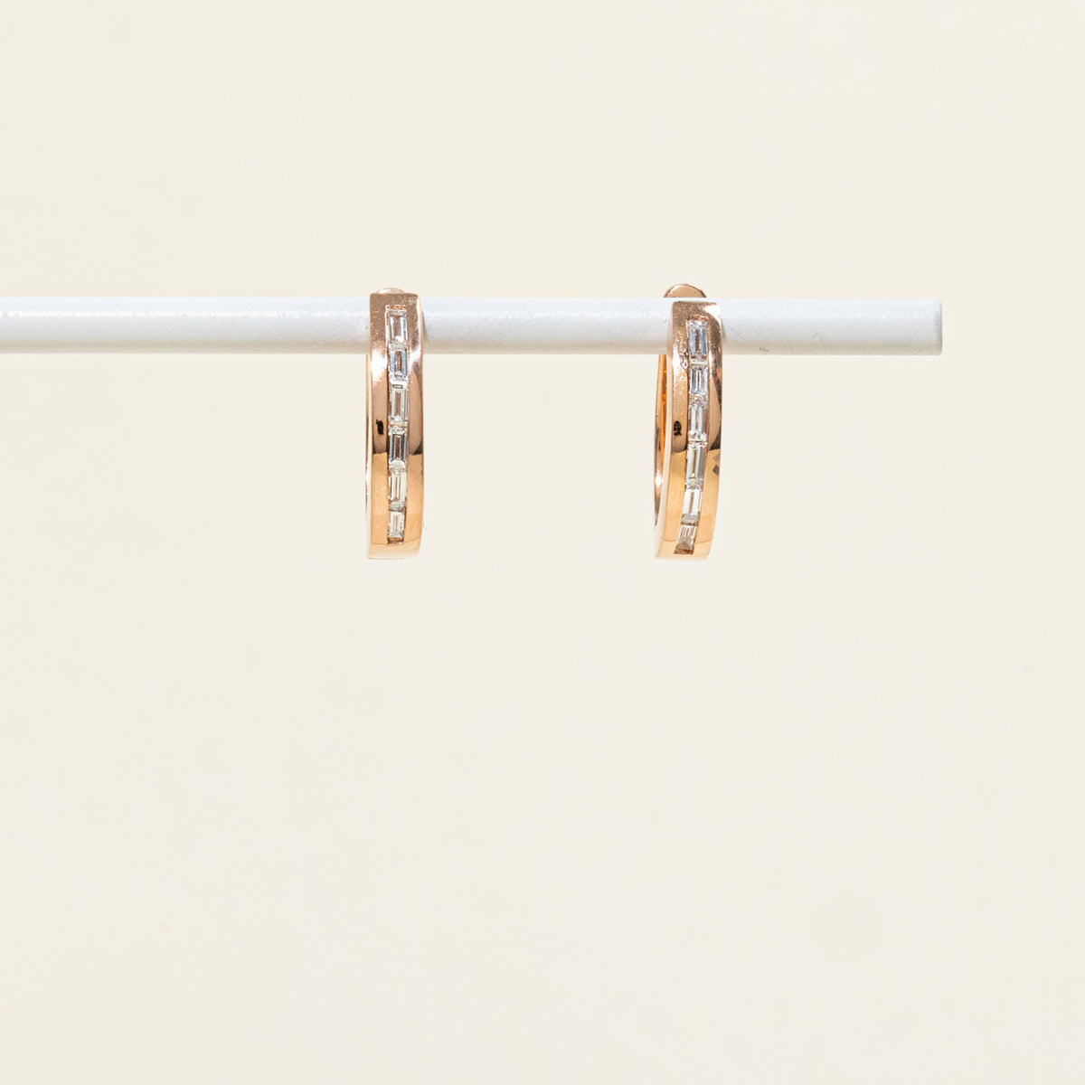14k Rose Gold Baguette Cut Diamond Hoop Earrings | 19.10mm | 0.60ctw