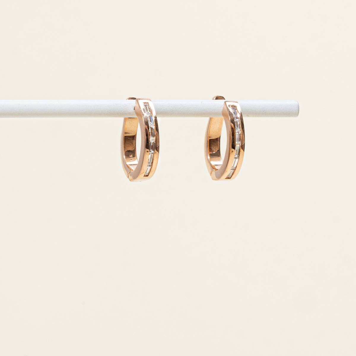 14k Rose Gold Baguette Cut Diamond Hoop Earrings | 19.10mm | 0.60ctw