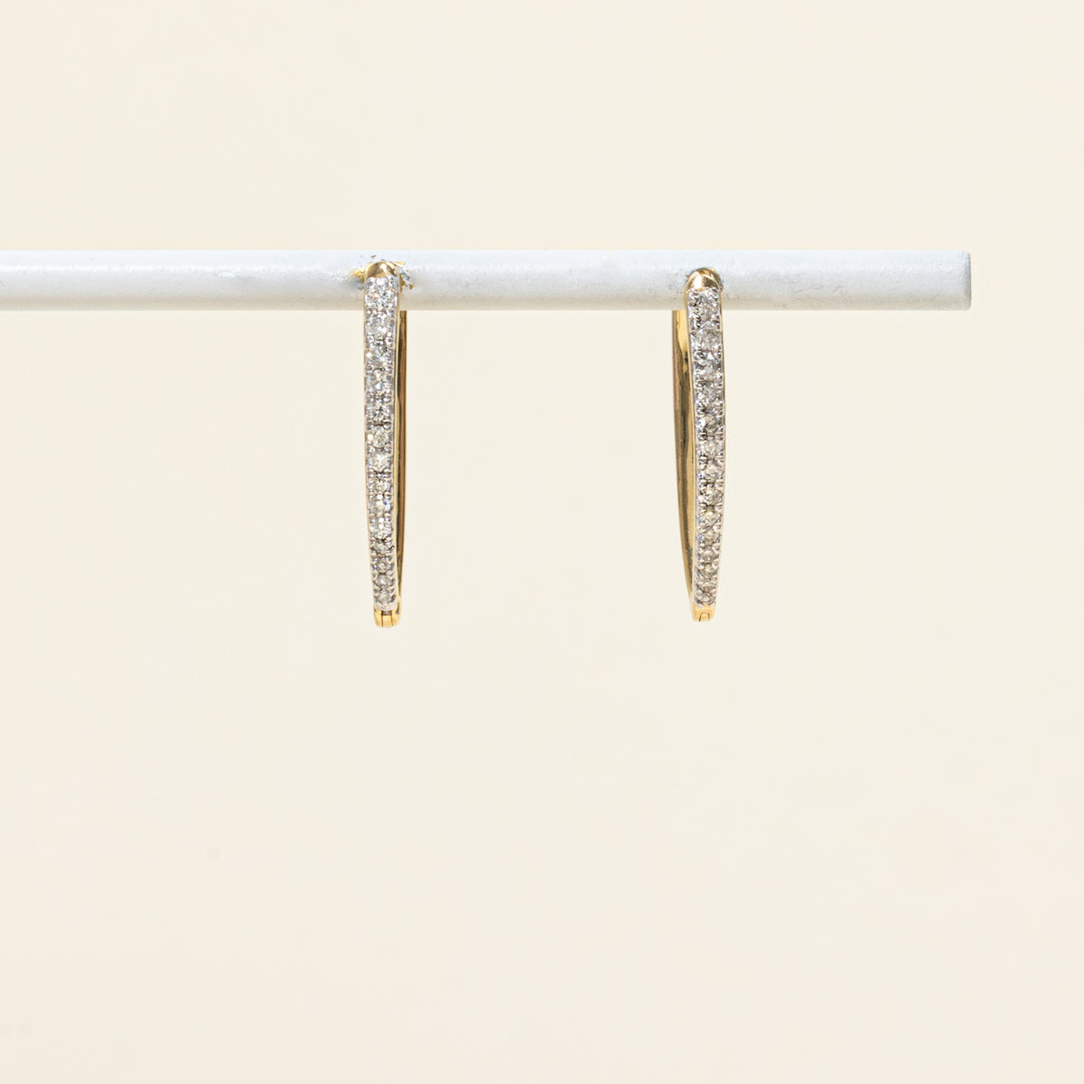 14k Semi Eternity Diamond Hoop Earrings | 24.20mm | 0.26ctw