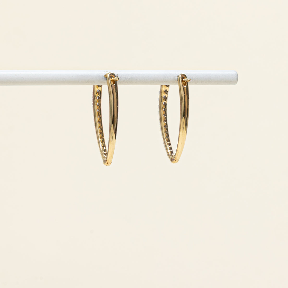 14k Semi Eternity Diamond Hoop Earrings | 24.20mm | 0.26ctw