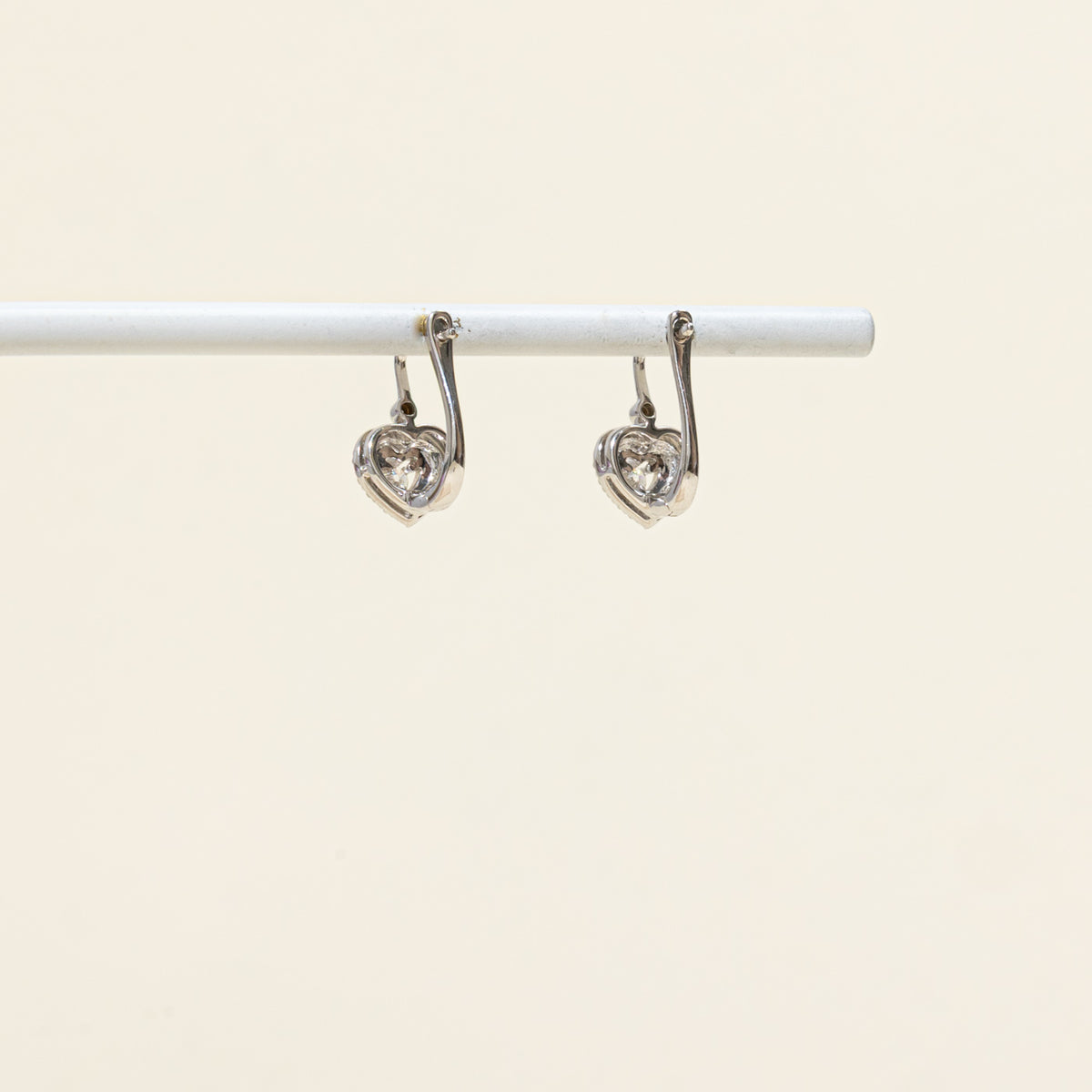 14k Bezel Set Diamond Halo Heart Drop Earrings | 0.24ctw