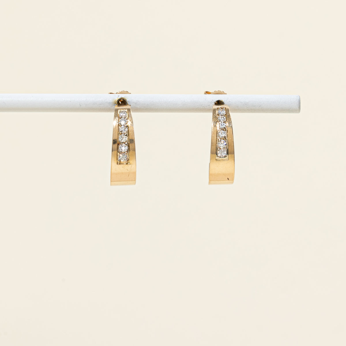 14k Channel Set Diamond Half Hoop Earrings | 17.35mm | 0.26ctw