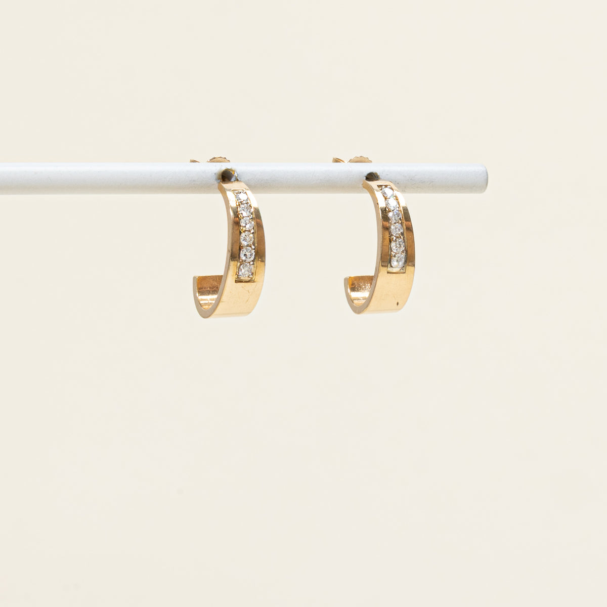 14k Channel Set Diamond Half Hoop Earrings | 17.35mm | 0.26ctw