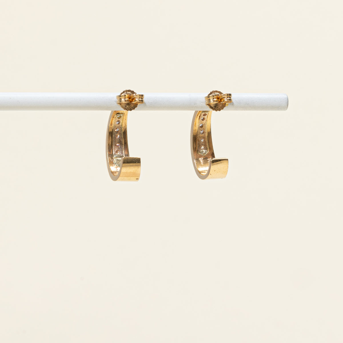 14k Channel Set Diamond Half Hoop Earrings | 17.35mm | 0.26ctw