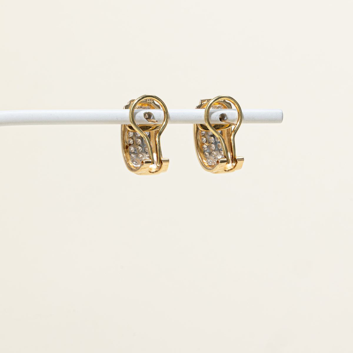 14k Pave Set Diamond Half Hoop Earrings | 20.90mm | 1.48ctw