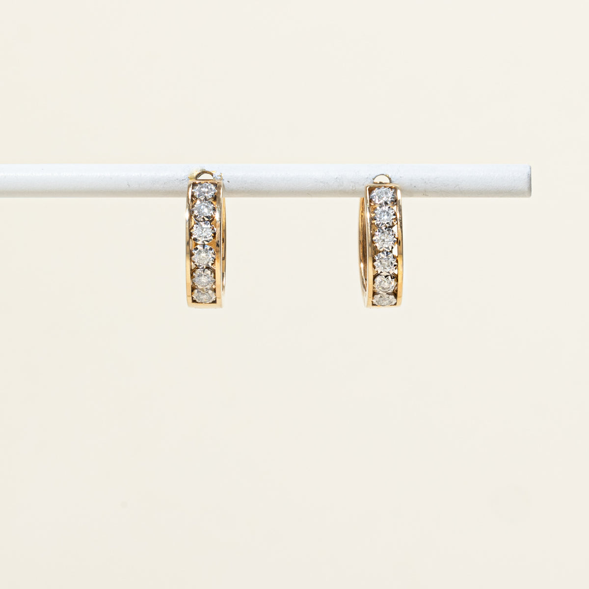 10k Semi Eternity Diamond Hoop Earrings | 16.20mm | 0.25ctw