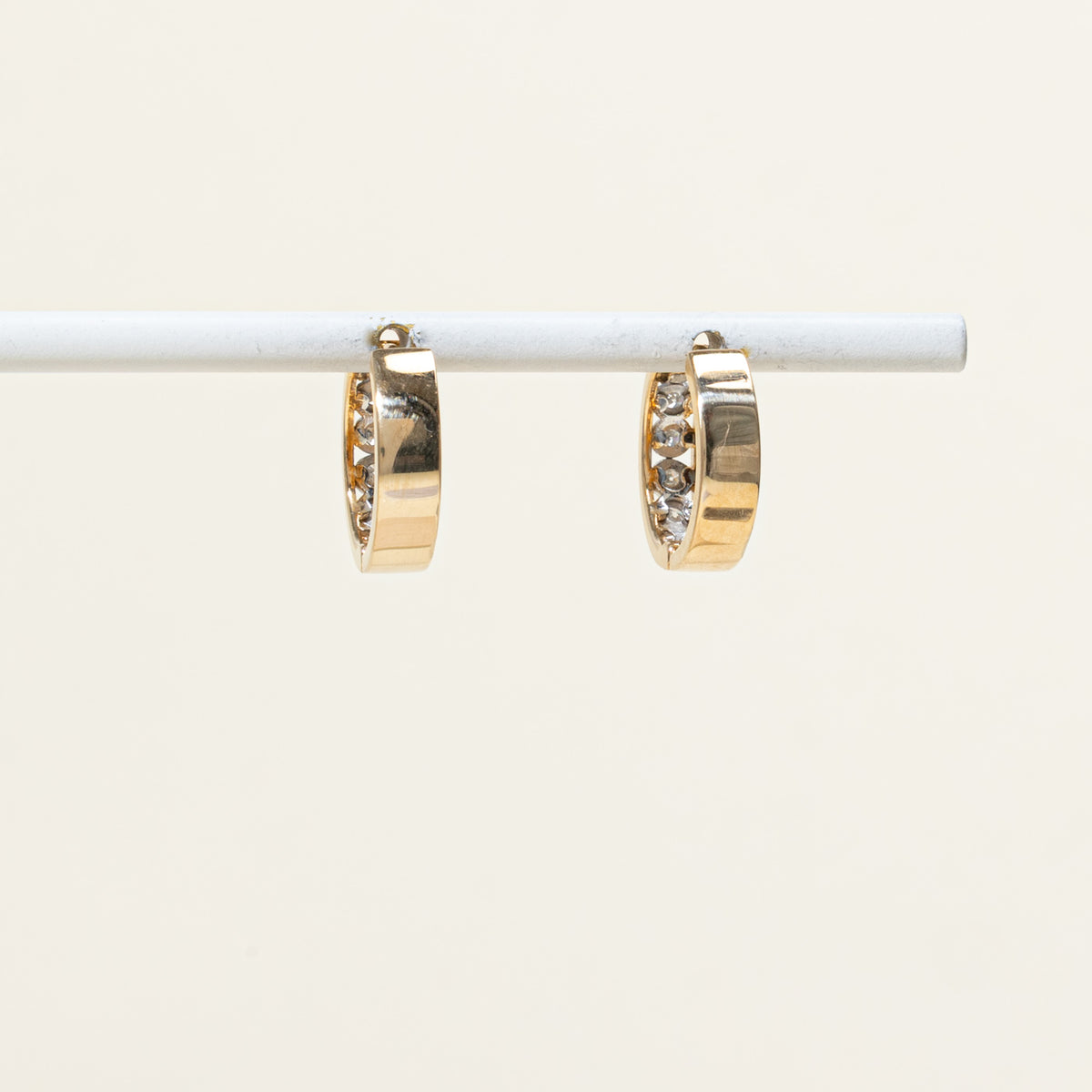 10k Semi Eternity Diamond Hoop Earrings | 16.20mm | 0.25ctw