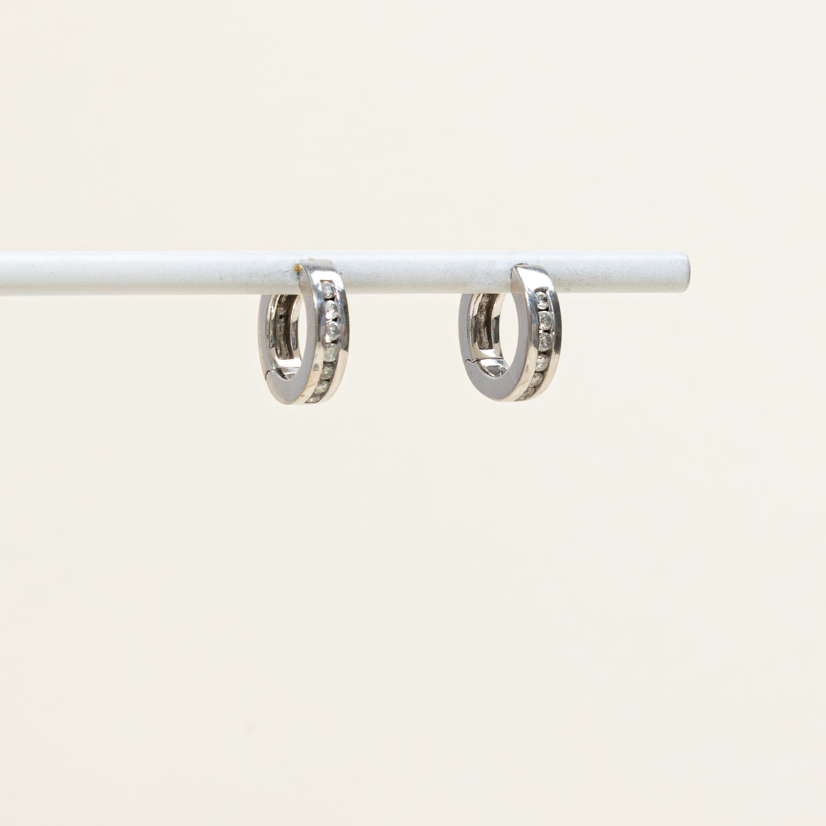 10k Semi Eternity Diamond Huggie Earrings | 13.25mm | 0.30ctw