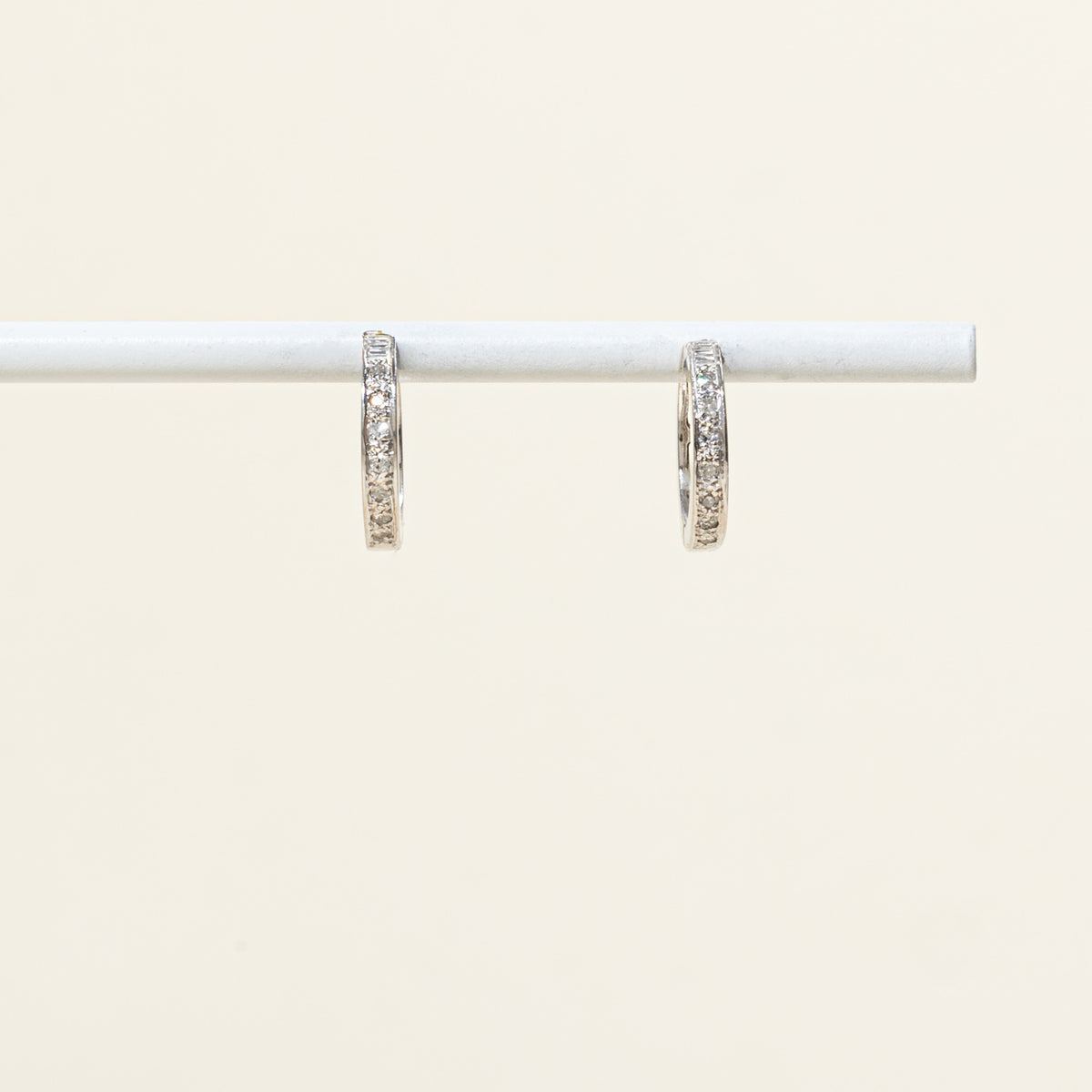 10k Semi Eternity Diamond Hoop Earrings | 14.20mm | 0.08ctw