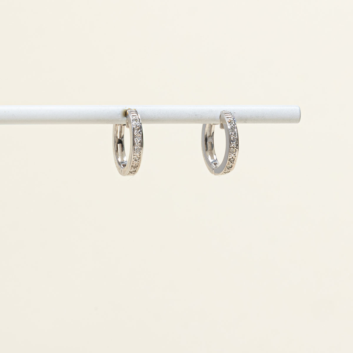 10k Semi Eternity Diamond Hoop Earrings | 14.20mm | 0.08ctw