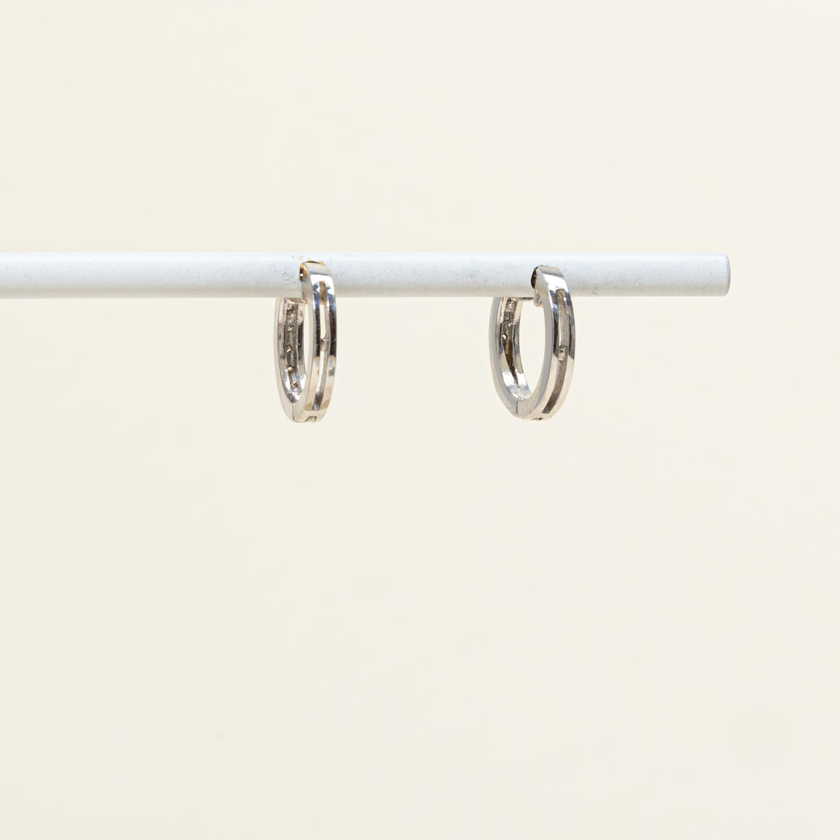10k Semi Eternity Diamond Hoop Earrings | 14.20mm | 0.08ctw
