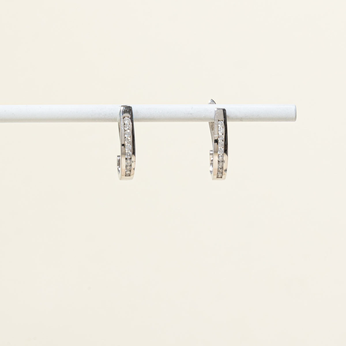 10k Channel Set Diamond Half Hoop Earrings | 17.15mm | 0.23ctw