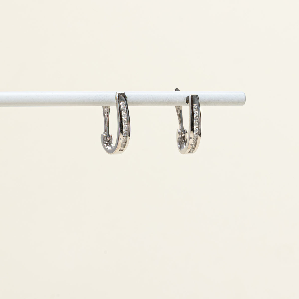 10k Channel Set Diamond Half Hoop Earrings | 17.15mm | 0.23ctw