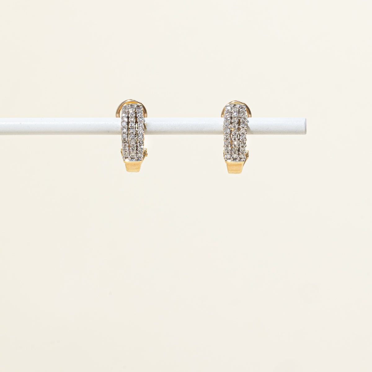10k Multi Row Diamond Hoop Earrings | 0.37ctw