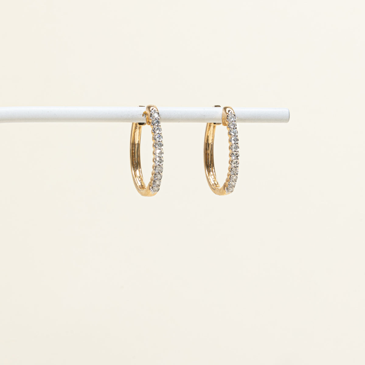 10k Pavé Set Diamond Hoop Earrings | 23.90mm | 0.44ctw