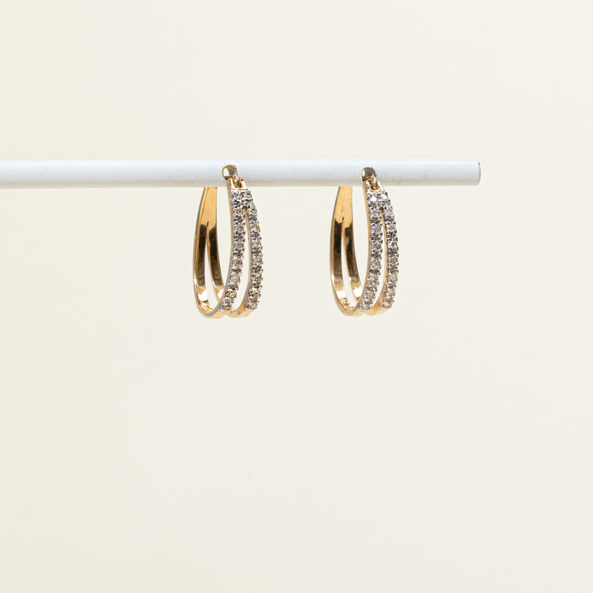 10k Double Row Diamond Hoop Earrings | 21.45mm | 0.22ctw