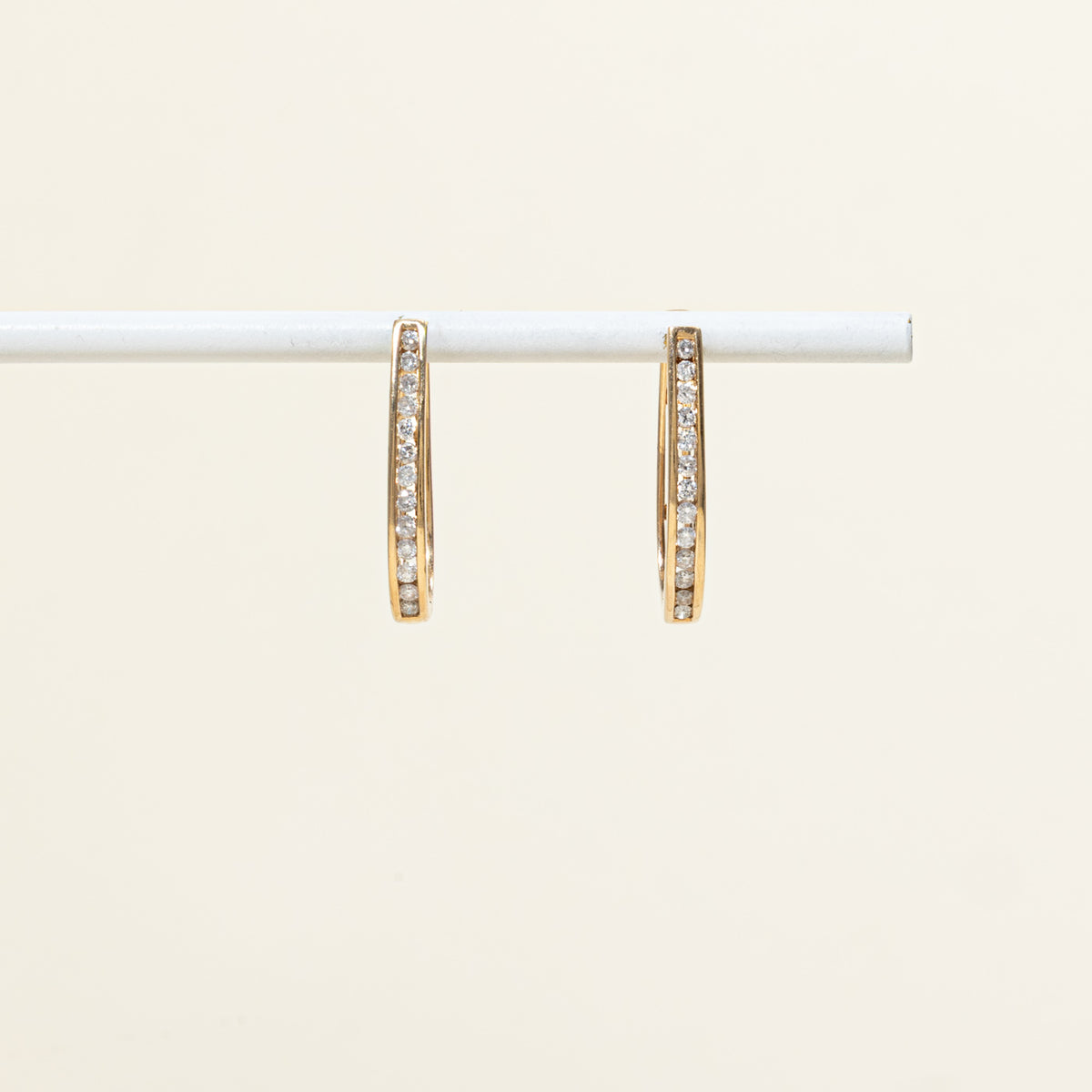 10k Channel Set Diamond Hoop Earrings | 24mm | 0.42ctw