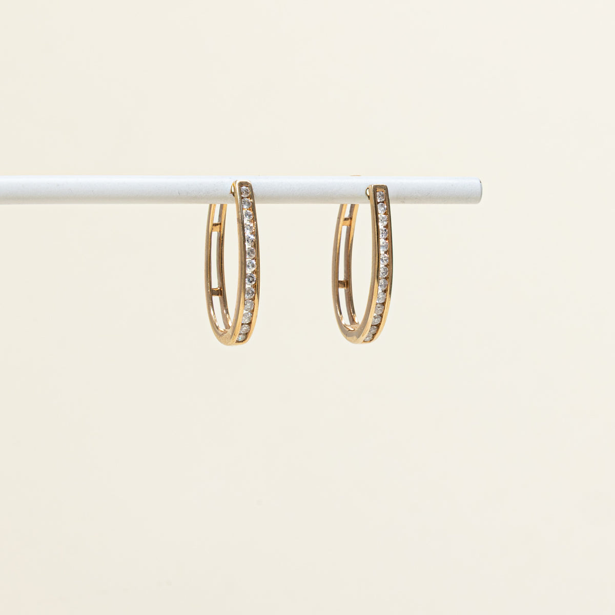 10k Channel Set Diamond Hoop Earrings | 24mm | 0.42ctw