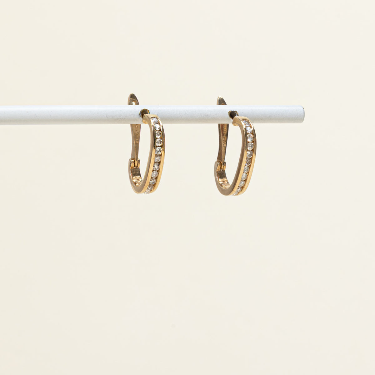 10k Semi Eternity Channel Set Diamond Half Hoop Earrings | 18.05mm | 0.36ctw