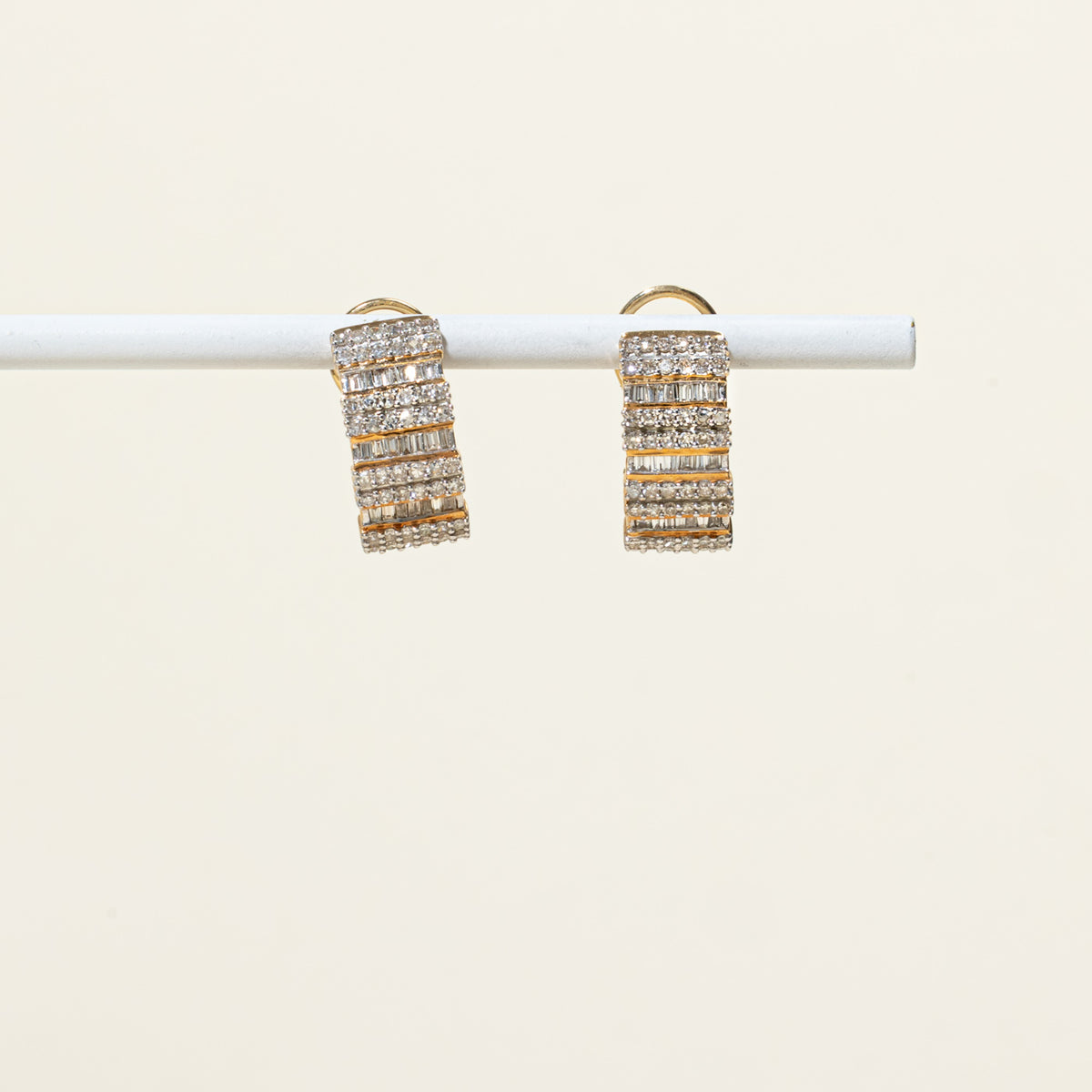 10k Multi Row Multi Cut Diamond Wide Half Hoop Earrings | 17.35mm | 0.90ctw