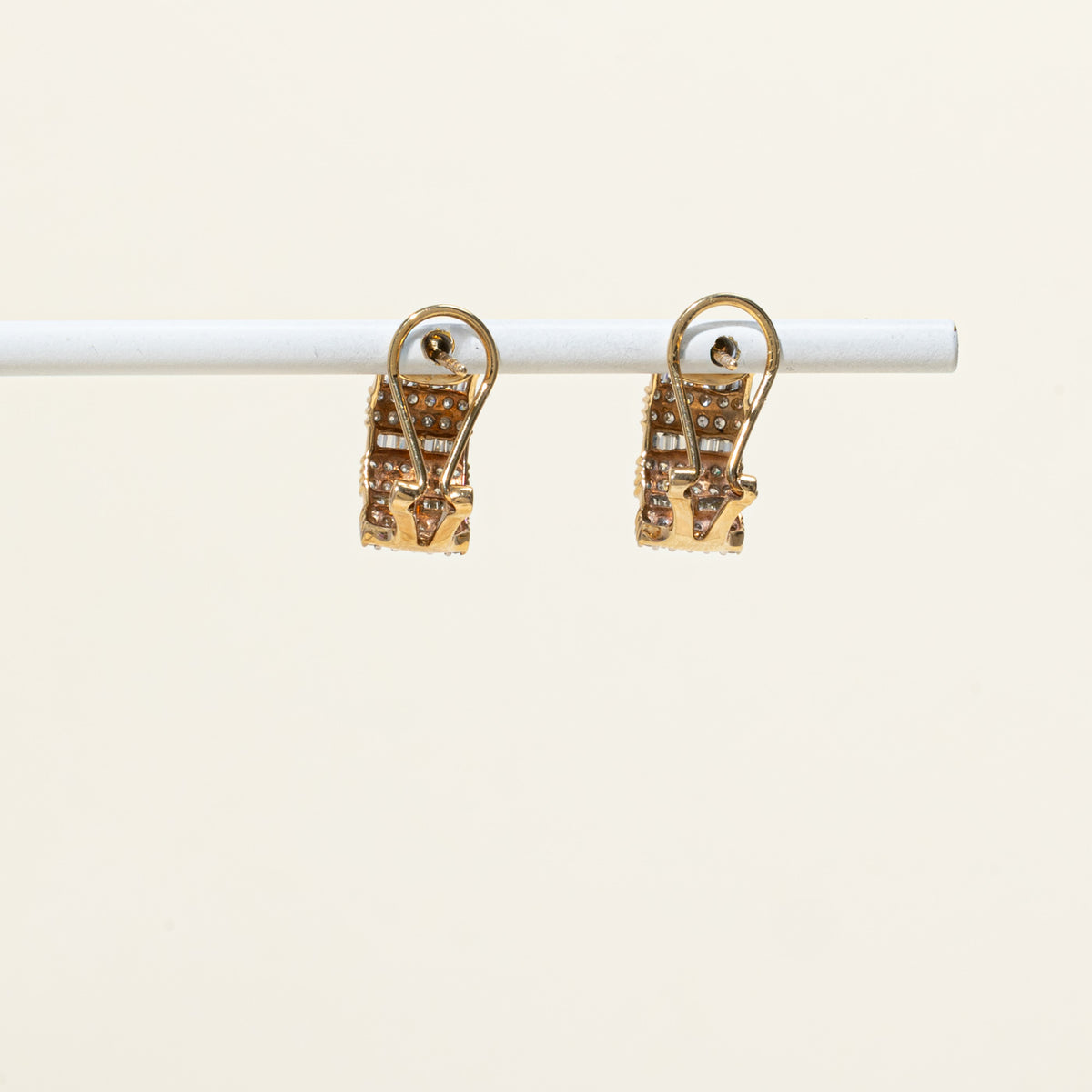 10k Multi Row Multi Cut Diamond Wide Half Hoop Earrings | 17.35mm | 0.90ctw