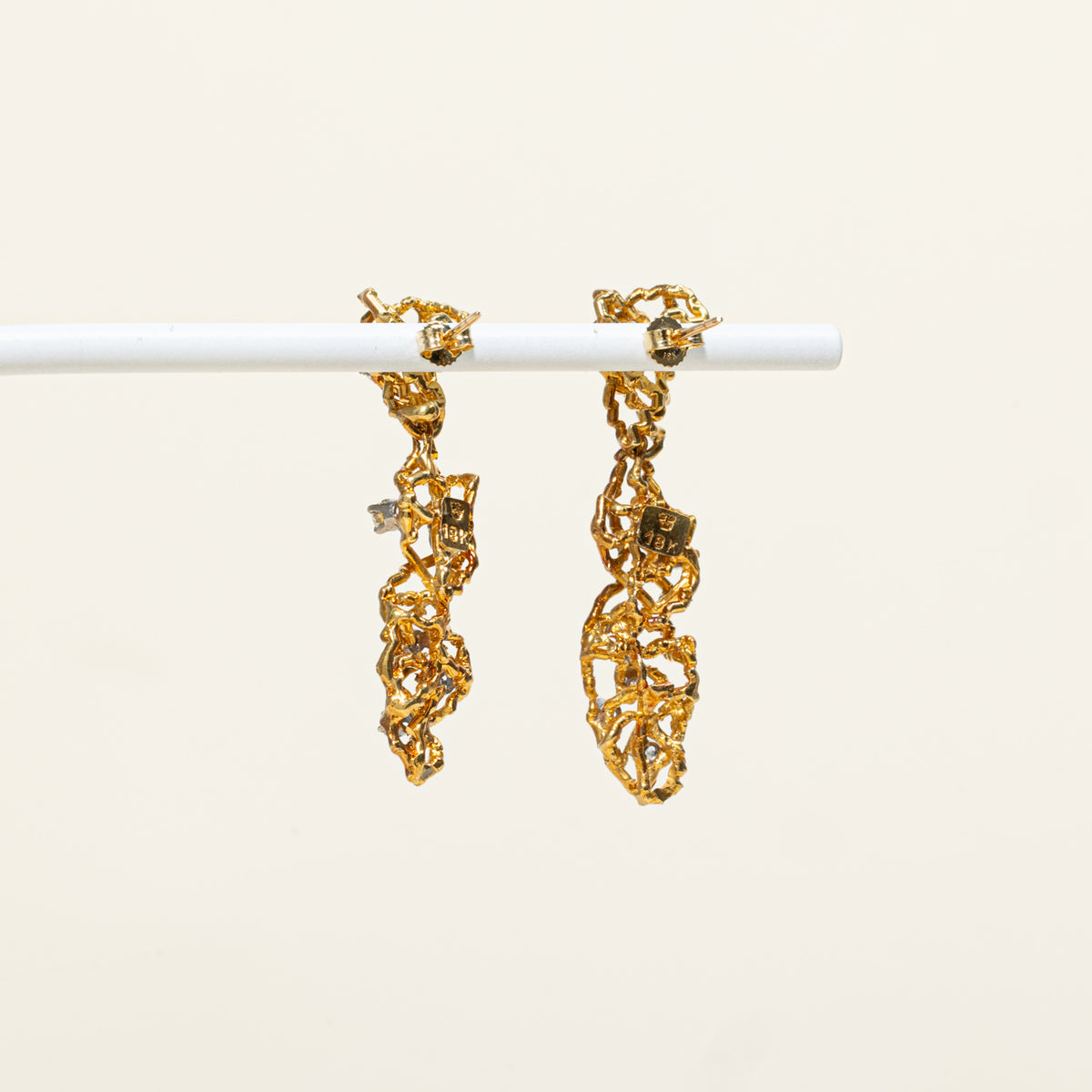 18k Scattered Diamond Openwork Abstract Drop Earrings | 0.45ctw