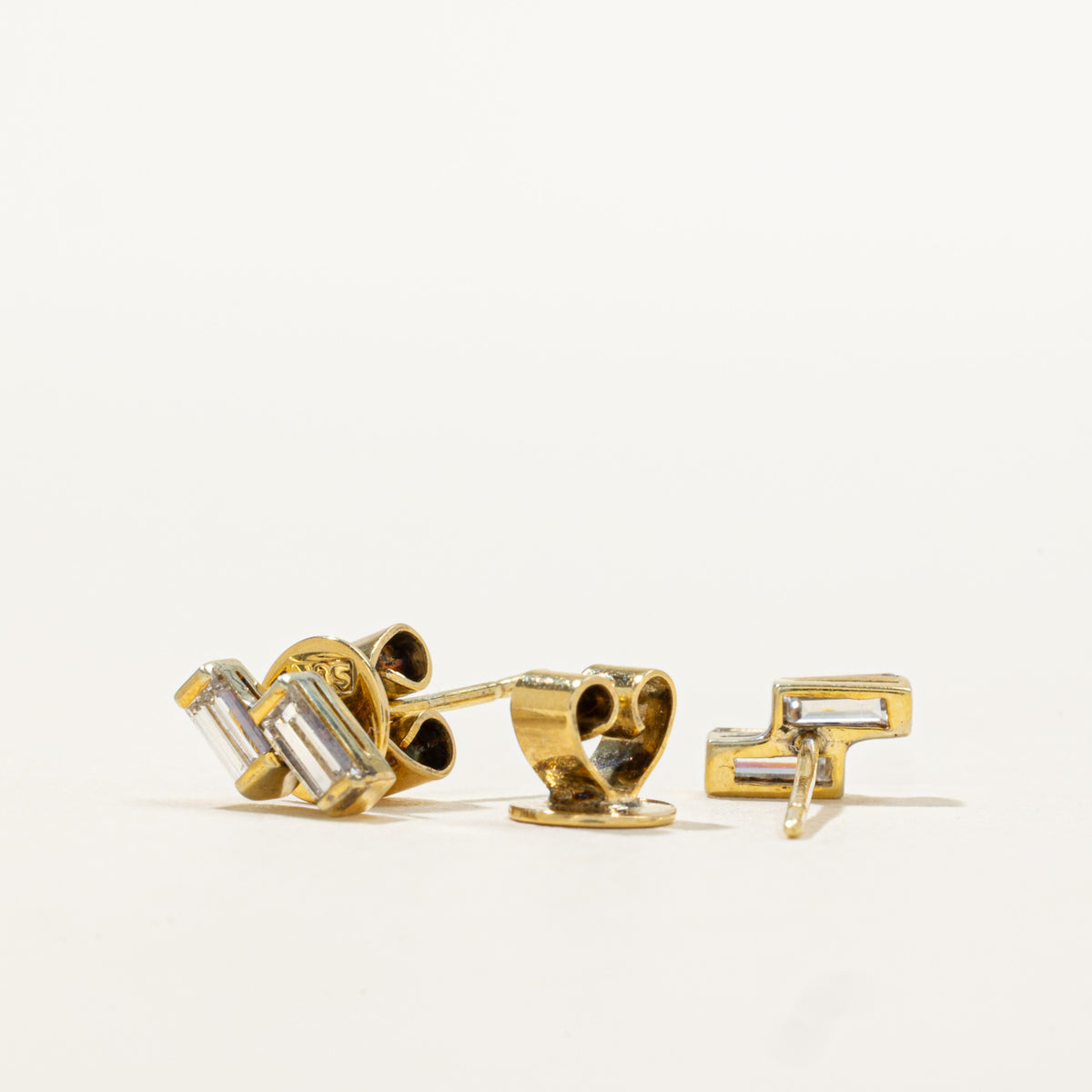14k Two Stone Baguette Cut Diamond Stud Earrings | 0.52ctw