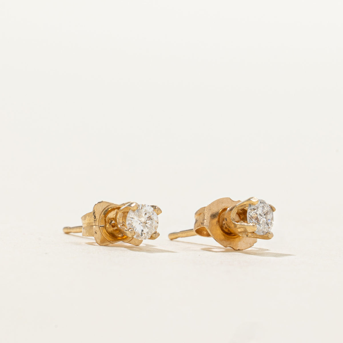 14k Solitaire Petite Diamond Stud Earrings | 0.18ctw