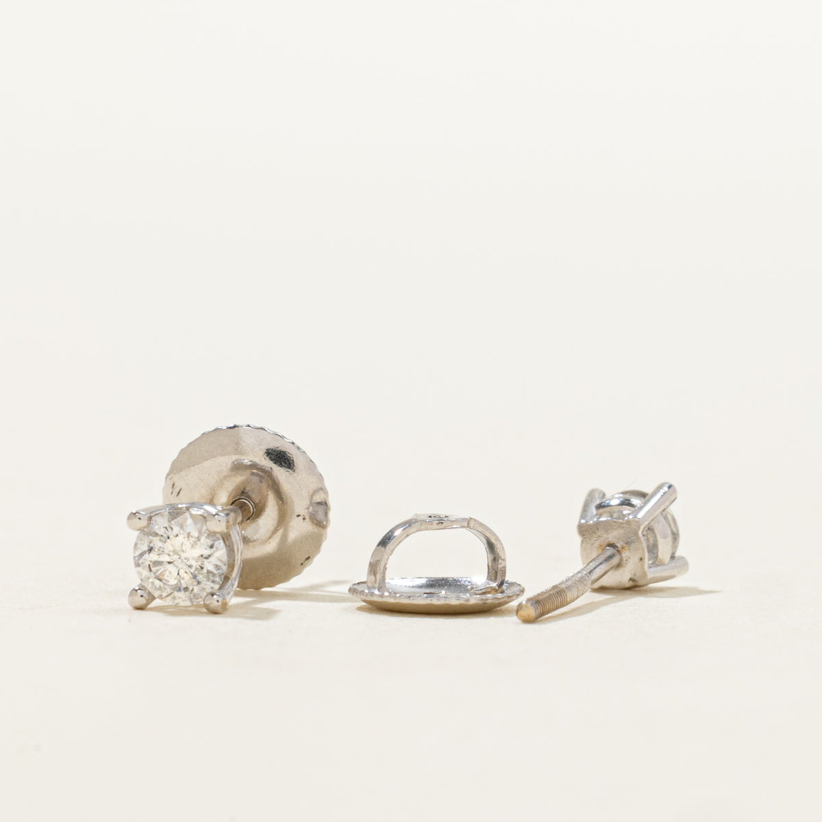 14k Solitaire Diamond Screw Back Stud Earrings | 0.26ctw