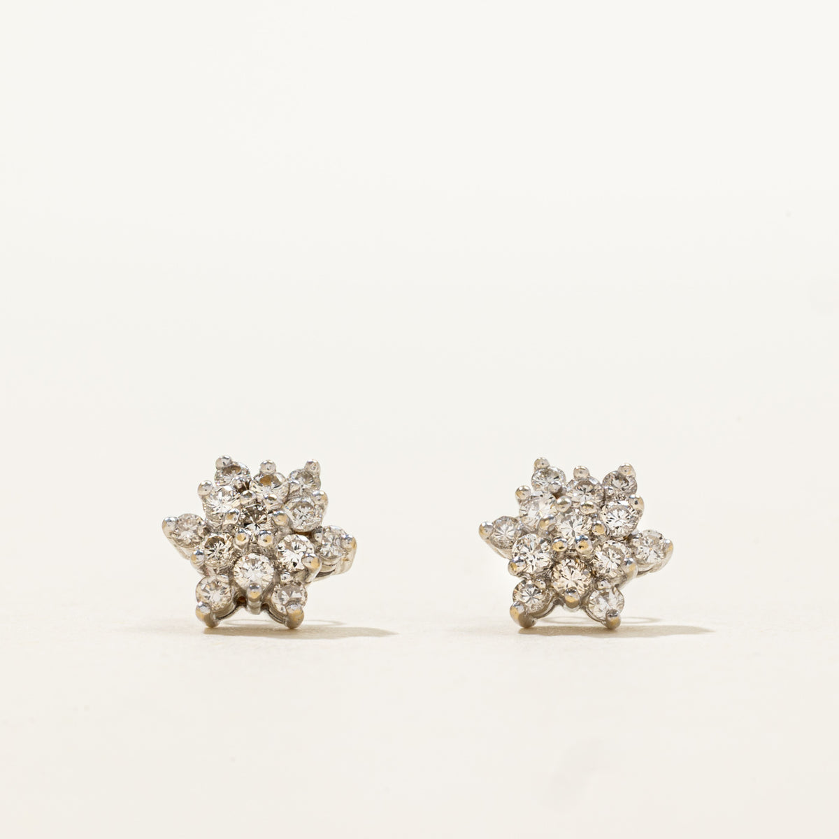 14k Diamond Snowflake Cluster Stud Earrings | 0.44ctw