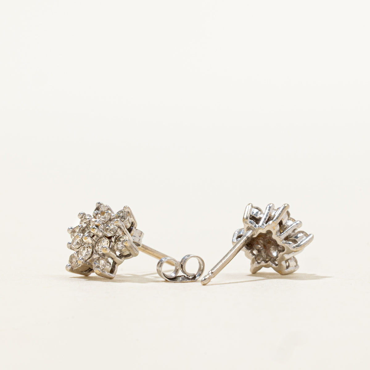 14k Diamond Snowflake Cluster Stud Earrings | 0.44ctw